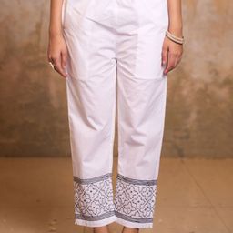 House of Chikankari Women Cotton Hand Embroidered Trouser-image-41