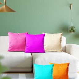ArtzFolio Multicoloured Set of 5 Velvet Square Cushion Covers-10