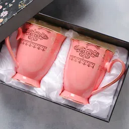 Archies Pink & Cream-Coloured Printed Ceramic Glossy Mugs Set of Cups and Mugs-20