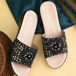 pelle albero Women Embellished Party Open Toe Flats-image-42