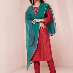 Fabindia Paisley Embroidered Cotton Silk Dupatta with Zari-image-87
