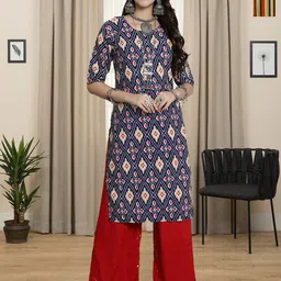 HERE&NOW Selection Of 2 Geometric Printed Round Neck Straight Kurta-42