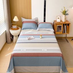 JC HOME White & Grey Striped 140 TC Single Bedsheet Set2.30m x 1.60m-image-63