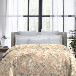MYTRIDENT Beige & Green Ethnic Motifs Printed Mild Winter 200 GSM Double Bed Comforter-image-84