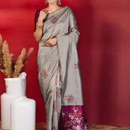 Blissta Woven Design Zari Silk Blend Banarasi Saree-image-5