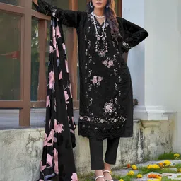 ODETTE Embellished Semi Stitched Kurta & Trouser With Dupatta Dress Material-image-35