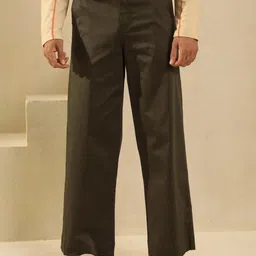 PRIMAL GRAY Men Cotton Loose Fit Easy Wash Parallel Trousers-image-80