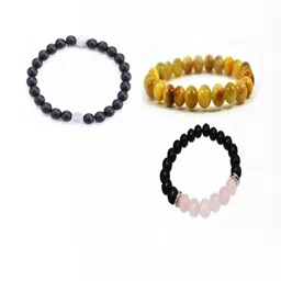 Divine souvenirs Unisex Set Of 3 Artificial Beaded Elasticated Bracelets image 1