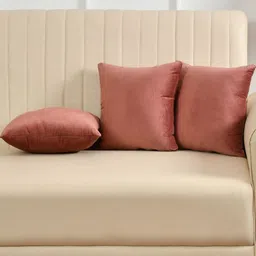 Yellow Weaves Rose Gold 3 Pieces Velvet Square Cushion Covers-43