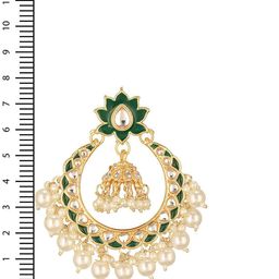 Jazz and Sizzle Gold Plated Kundan Studded And Beaded Contemporary Chandbalis image 3