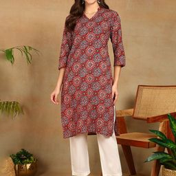 Label Ceres Women Floral Printed Regular Pure Cotton Kurta with Trousers-image-21