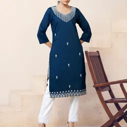 MISS CLOTHING Women Geometric Embroidered Thread Work Kurta-image-82
