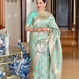 all about you Floral Woven Design Zari Pure Silk Banarasi Saree-image-91