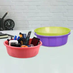 Kuber Industries Purple & Green 3 Pieces Regular Desk Organisers-23