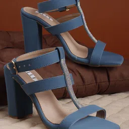 ELLE Embellished Block Heel Sandals-15