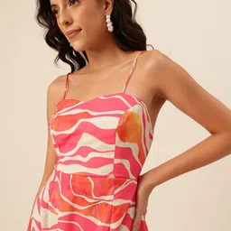 CUKOO Abstract Printed Georgette A-line Maxi Nightdress-8
