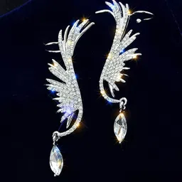 FIMBUL Silver Plated Stainless Steel Crystals Ear Cuff Earrings-picture-23