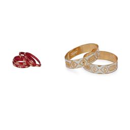 SOMIL Set of 6 Red Alloy Bangles-image-11
