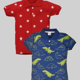 BAESD Pack Of 2 Boys Conversational Printed Polo Collar Cotton T-shirts-picture-19