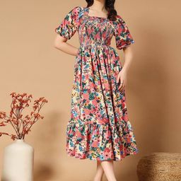 Raiyani Enterprise Women Floral Printed Fit & Flare Midi Dress-image-80
