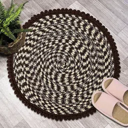 Kuber Industries Brown & Cream 2 Pieces Printed Cotton Anti Slip Doormats-34