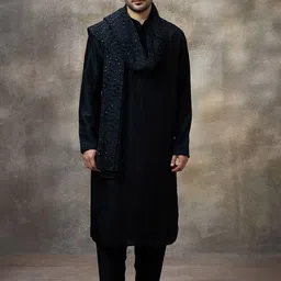 Rivaar By Rocky Star Mandarin Collar Kurta With Trousers & Dupatta-image-94