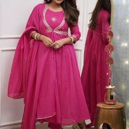 Happy Design Women Yoke Design Regular Kurta with Trousers & With Dupatta-14