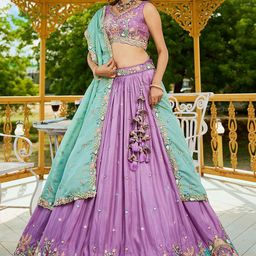 panchhi Embellished Sequinned Semi-Stitched Lehenga & Unstitched Blouse With Dupatta image 5