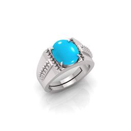 todani jems 6.25 Ratti Turquoise Stone Original Certified Firoja Gemstone Silver Plated | Adjustable Ring-picture-24
