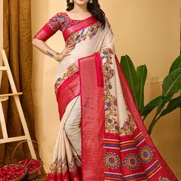 Anouk Rustic Kalamkari Zari Block Print Saree-46