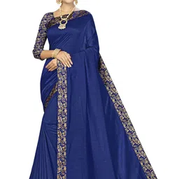 Maroosh Solid Woven Design Border Saree With Blouse Piece-17