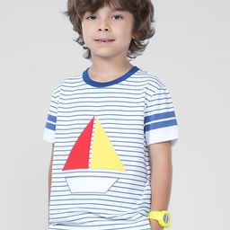 PILOLO Boys Striped Applique T-shirt-image-57