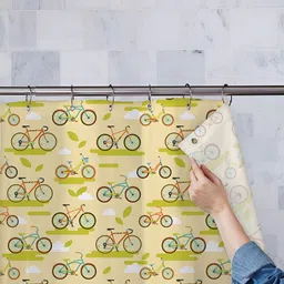 ArtzFolio Blue & Green Printed Waterproof Shower Curtains-15