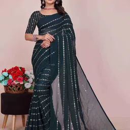 Moda Rapido Embellished Sequinned Pure Georgette Saree-18