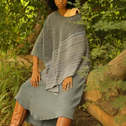 KHALEEJ Women Striped Woollen Poncho-image-23