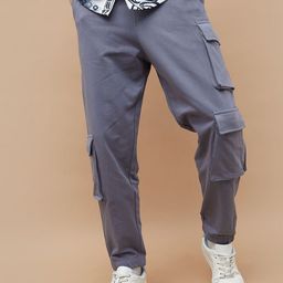 SmileyWorld Men Solid Mid-Rise Cotton Cargos Trousers-image-13