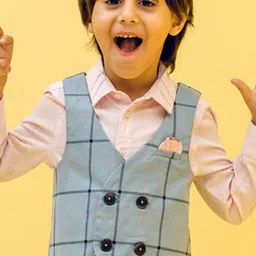 One Friday Boys Checked V-Neck Sleeveless Waistcoat-image-26