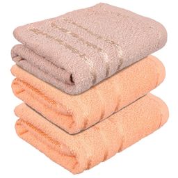 Kuber Industries Set Of 3 Brown & Peach-Coloured Striped Cotton Face Towels-14