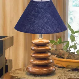 Devansh Blue Textured Wood Abstract Shaped Table Lamp-image-5