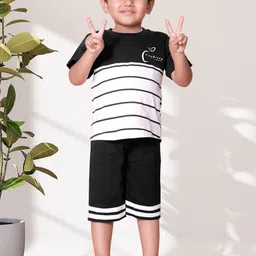 WINSWORLD ENTERPRISE Kids Striped Round Neck Pure Cotton T-shirt With Capris-picture-26