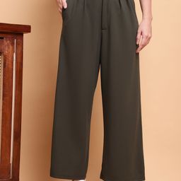 JAKANARY Women Relaxed High-Rise Flared Trousers-image-97