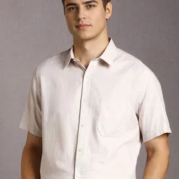 Louis Philippe Men Textured Spread Collar Cotton Formal Shirt-picture-3