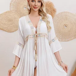 JC Collection Embroidered V Neck Coverup Top-image-12