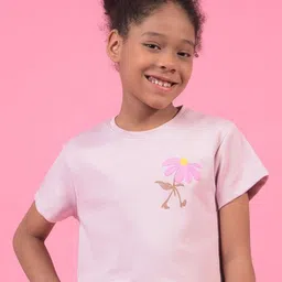 Crimsoune Club Girls Floral printed Cotton T-shirt-25