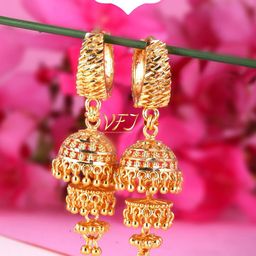 Vighnaharta Gold-Plated Artificial Beaded Dome Shaped Jhumkas-10