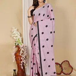 DipDiya Women Polka Dots Pure Cotton Taant Saree-picture-38