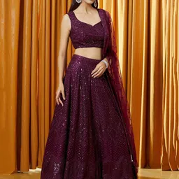 DIVASTRI Embellished Thread Work Semi-Stitched Lehenga & Unstitched Blouse With Dupatta-13