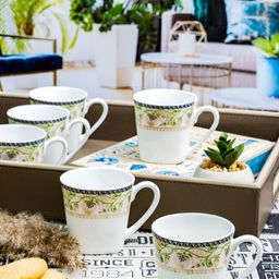 SONAKI White & Green 6 Pieces Floral Printed Mugs 110ml-image-37