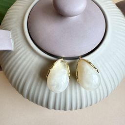 The Jewellery Tale Stainless Steel Gold-Plated Stones Studded Teardrop Drop Earrings-19