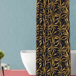 ArtzFolio Black and Orange Printed Waterproof Shower Curtain-89